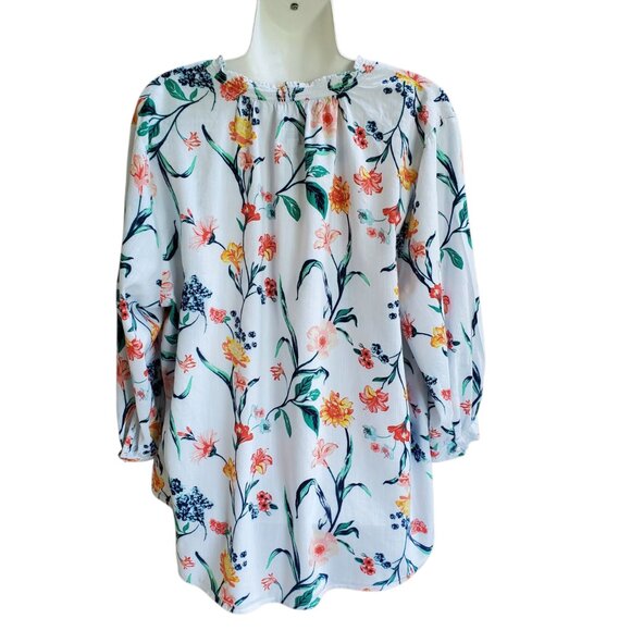 ST JOHNS BAY WOMENS ¾ SLEEVE FLORAL PRINT TOP PLUS 0X=14W - Picture 3 of 7